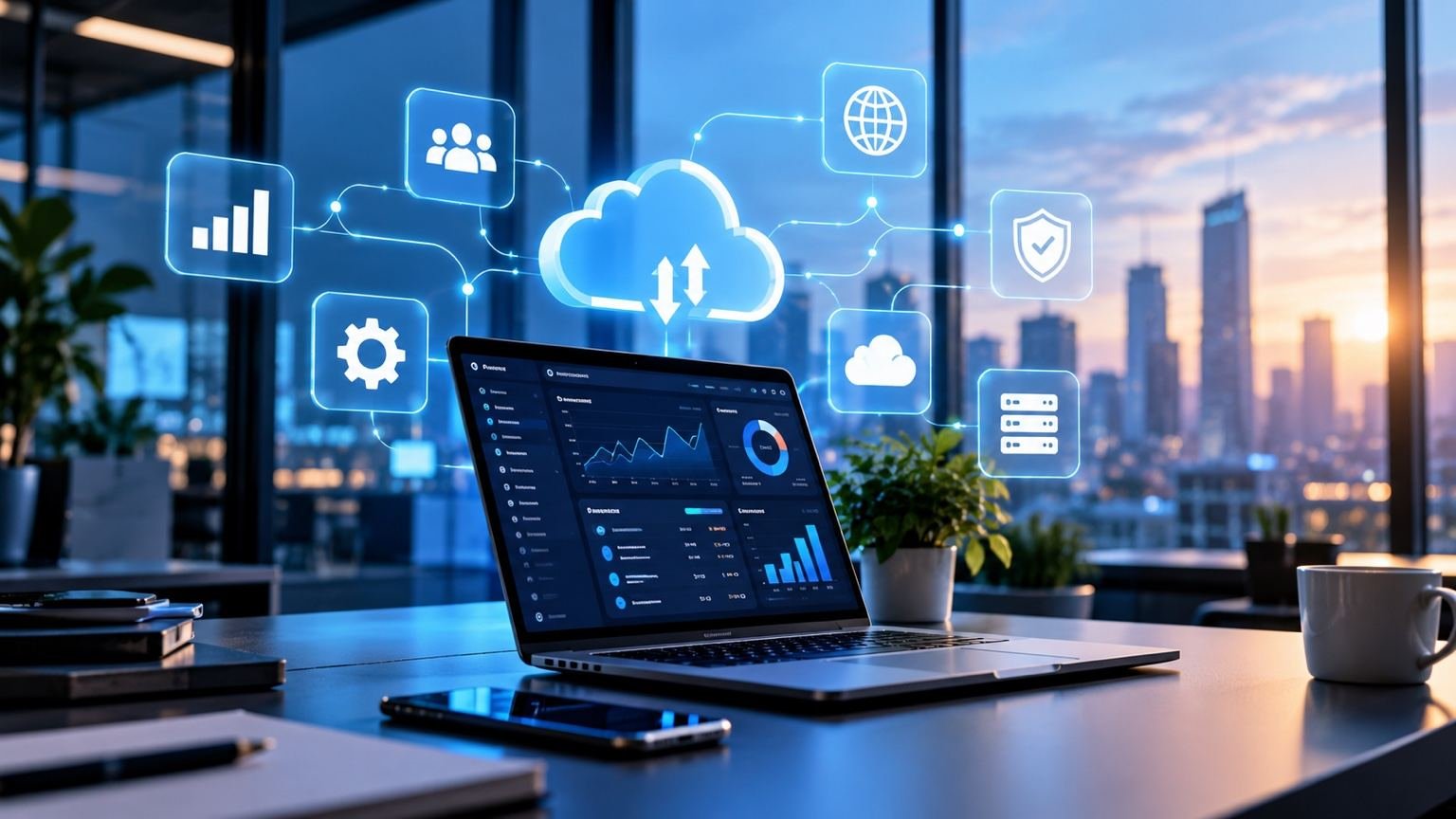 SaaS und digitale Services – Cloud-Plattform und digitales Dashboard